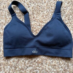 Alo Yoga Seamless Ribbed Favorite Bra Tank Navy small worn once.